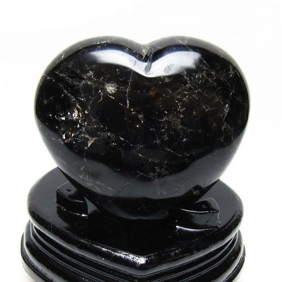 黒水晶 置物 モリオン ハート 台座付属 一点物 155-1101