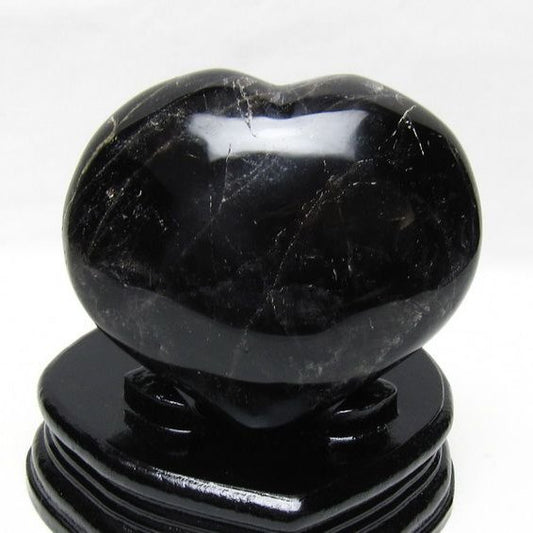 黒水晶 置物 モリオン ハート 台座付属 一点物 155-1102