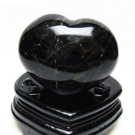黒水晶 置物 モリオン ハート 台座付属 一点物 155-1103