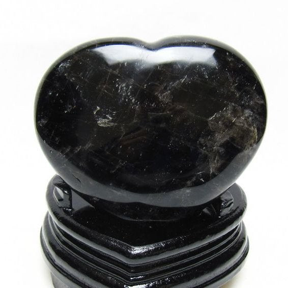 黒水晶 置物 モリオン ハート 台座付属 一点物 155-1109
