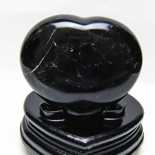 黒水晶 置物 モリオン ハート 台座付属 一点物 155-1110