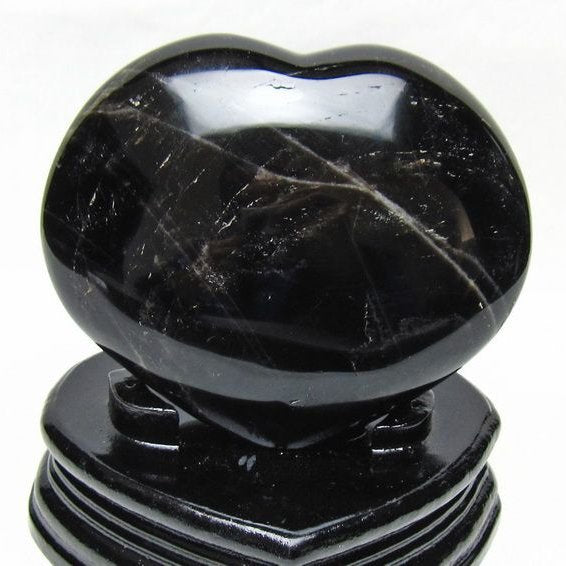 黒水晶 置物 モリオン ハート 台座付属 一点物 155-1112