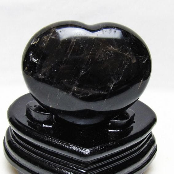 黒水晶 置物 モリオン ハート 台座付属 一点物 155-1116