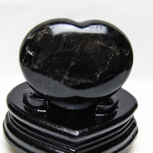 黒水晶 置物 モリオン ハート 台座付属 一点物 155-1116