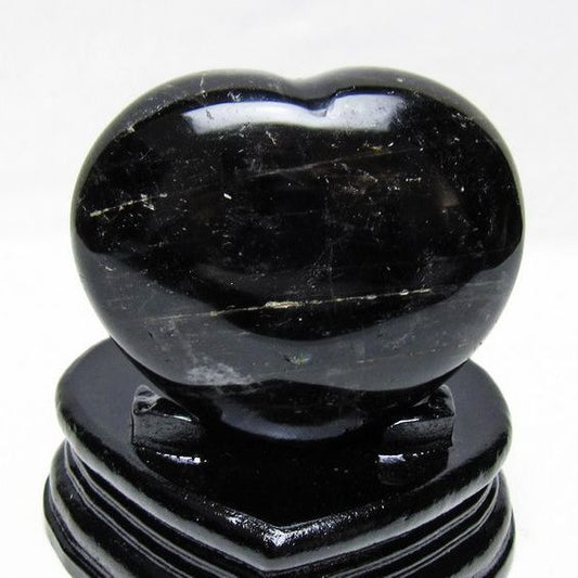 黒水晶 置物 モリオン ハート 台座付属 一点物 155-1120