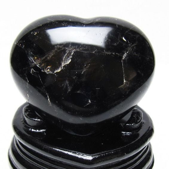 黒水晶 置物 モリオン ハート 台座付属 一点物 155-1123