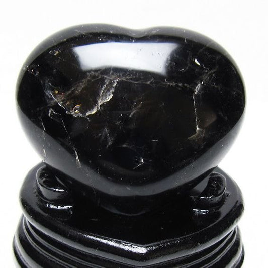 黒水晶 置物 モリオン ハート 台座付属 一点物 155-1123