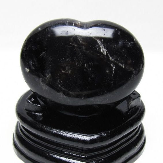 モリオン 置物 黒水晶 ハート 一点物 台座付属 155-988