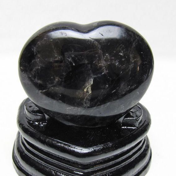 モリオン 置物 黒水晶 ハート 台座付属 一点物 155-998