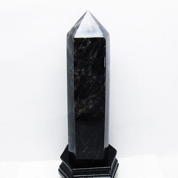 2.9Kg モリオン 黒水晶 六角柱 台座付属 一点物 162-419