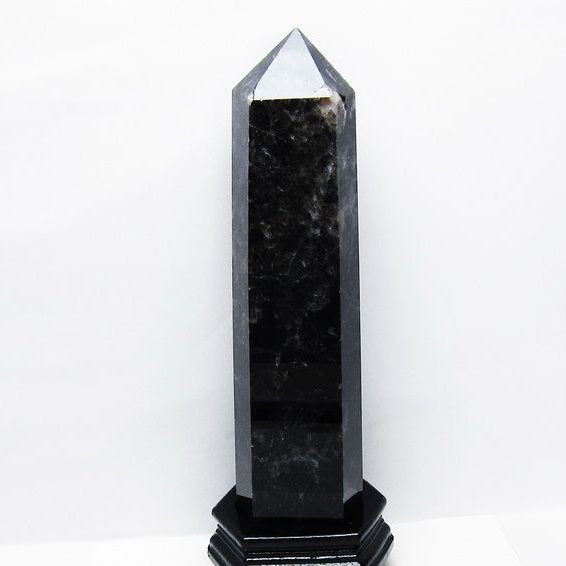 3Kg モリオン 黒水晶 六角柱 台座付属 一点物 162-420