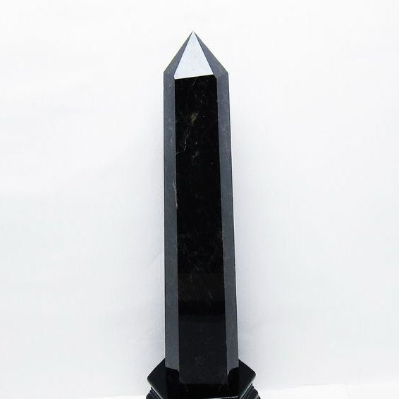 2.6Kg モリオン 黒水晶 六角柱 台座付属 一点物 162-429