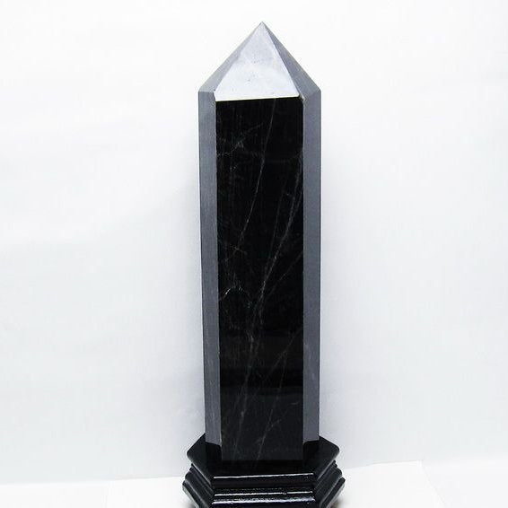 5.8Kg モリオン 黒水晶 六角柱 台座付属 一点物 162-433