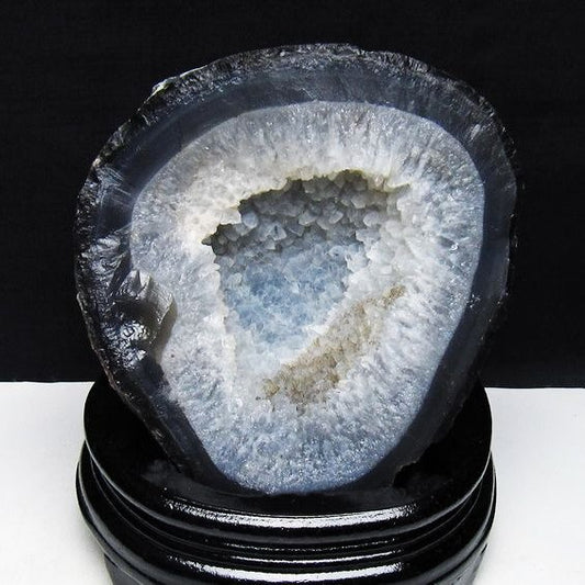 1.3Kg アゲート ジオード 原石 置物 台座付属 瑪瑙 メノウ 晶洞 一点物 181-4146