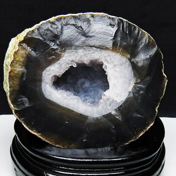 1.7Kg アゲート ジオード 原石 置物 台座付属 瑪瑙 メノウ 晶洞 一点物 181-4147