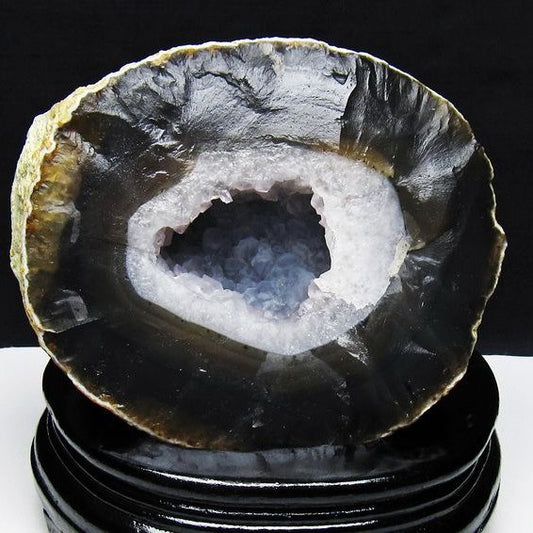 1.7Kg アゲート ジオード 原石 置物 台座付属 瑪瑙 メノウ 晶洞 一点物 181-4147