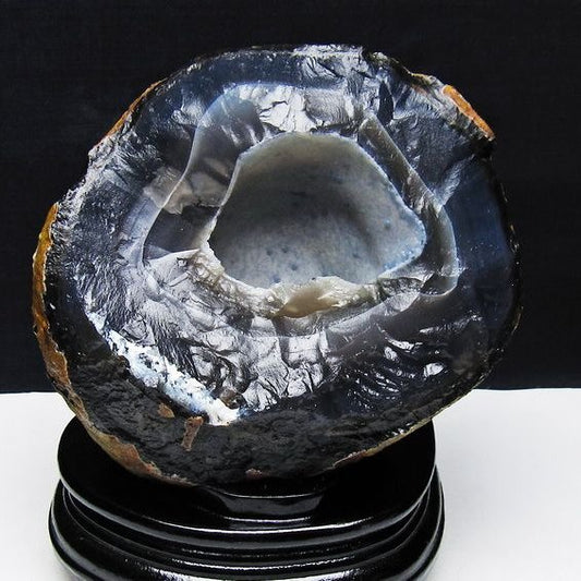 1.8Kg アゲート ジオード 原石 置物 台座付属 瑪瑙 メノウ 晶洞 一点物 181-4149