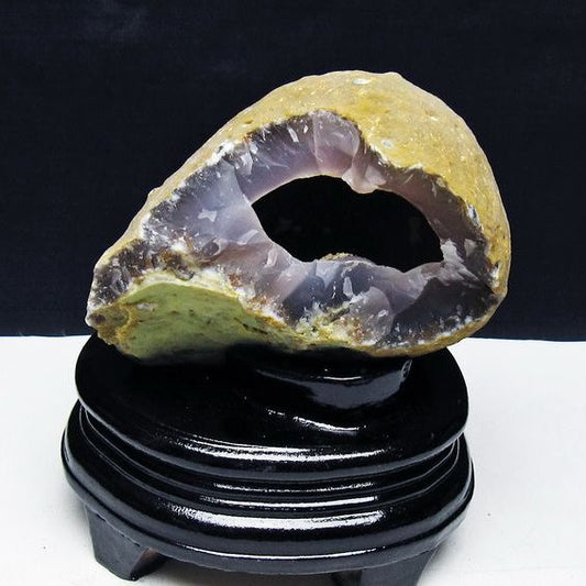 アゲート ジオード 原石 置物 台座付属 瑪瑙 メノウ 晶洞 一点物 181-4160