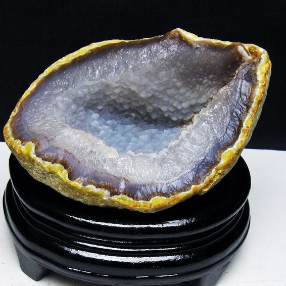 アゲート ジオード 原石 置物 台座付属 瑪瑙 メノウ 晶洞 一点物 181-4161