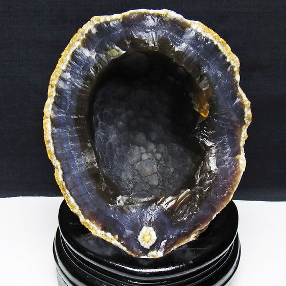 1.4Kg アゲート ジオード 原石 置物 台座付属 瑪瑙 メノウ 晶洞 一点物 181-4166