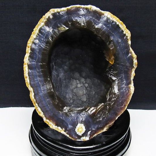 1.4Kg アゲート ジオード 原石 置物 台座付属 瑪瑙 メノウ 晶洞 一点物 181-4166