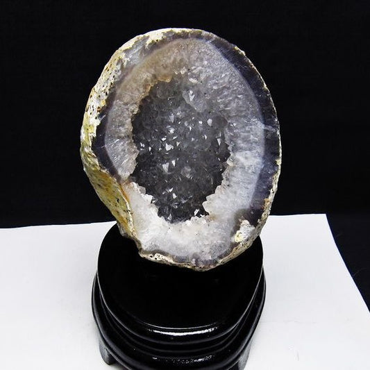 1.5Kg アゲート ジオード 原石 置物 台座付属 瑪瑙 メノウ 晶洞 一点物 181-4167