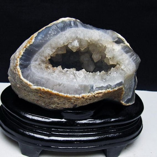 1.1Kg アゲート ジオード 原石 置物 台座付属 瑪瑙 メノウ 晶洞 一点物 181-4173