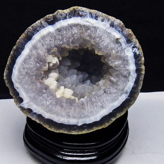 1.7Kg アゲート ジオード 原石 置物 台座付属 瑪瑙 メノウ 晶洞 一点物 送料無料 181-4178