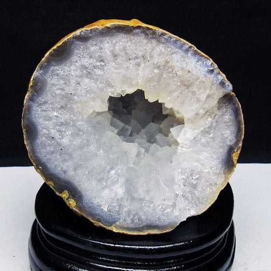 1.1Kg アゲート ジオード 原石 置物 台座付属 瑪瑙 メノウ 晶洞 一点物 送料無料 181-4180