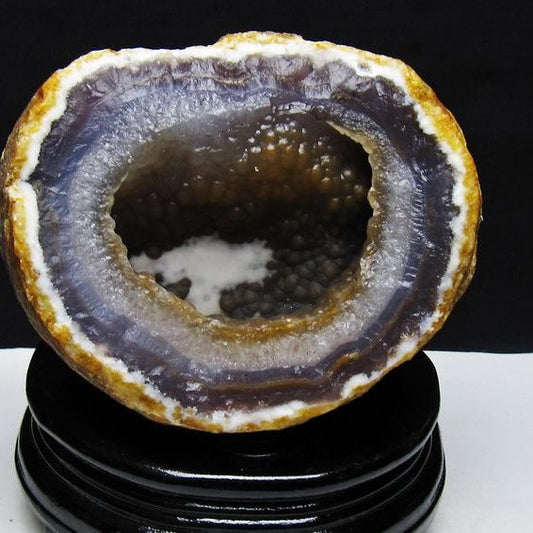 1.3Kg アゲート ジオード 原石 置物 台座付属 瑪瑙 メノウ 晶洞 一点物 送料無料 181-4181