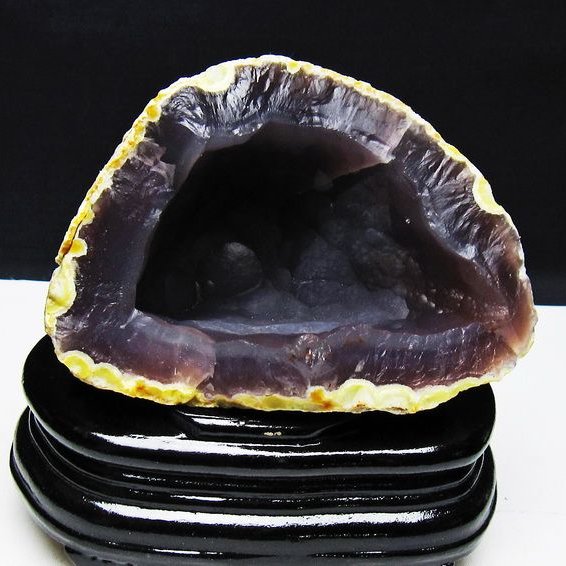 アゲート ジオード 原石 置物 台座付属 瑪瑙 メノウ 晶洞 一点物 送料無料 181-4185