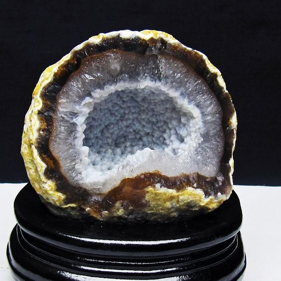 アゲート ジオード 原石 置物 台座付属 瑪瑙 メノウ 晶洞 一点物 送料無料 181-4186