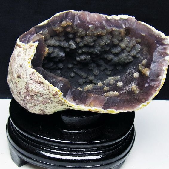 1.2Kg アゲート ジオード 原石 置物 台座付属 瑪瑙 メノウ 晶洞 一点物 送料無料 181-4188