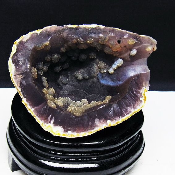 アゲート ジオード 原石 置物 台座付属 瑪瑙 メノウ 晶洞 一点物 181-4189