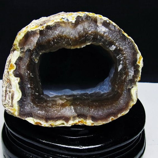 アゲート ジオード 原石 置物 台座付属 瑪瑙 メノウ 晶洞 一点物 送料無料 181-4190