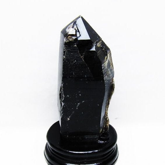 1Kg モリオン 黒水晶 原石 山東省産 台座付属 一点物 181-4482