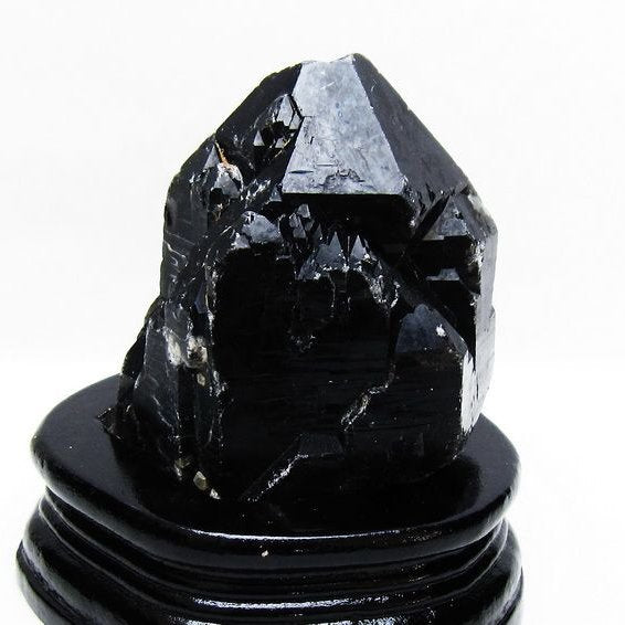 黒水晶 原石 モリオン 原石 山東省産 台座付属 一点物 181-4509