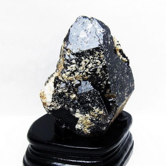 黒水晶 原石 モリオン 原石 山東省産 台座付属 一点物 181-4511