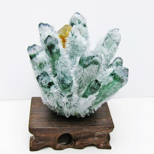 緑水晶 クラスター 原石 置物 台座付属 一点物 182-7348