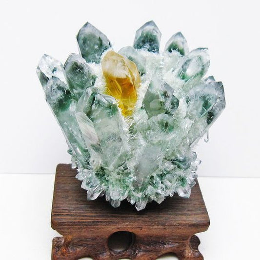 緑水晶 クラスター 原石 台座付属 一点物 182-7364