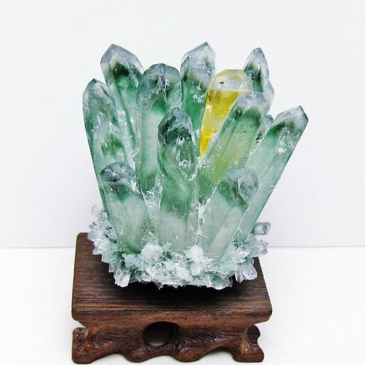 緑水晶 クラスター 原石 台座付属 一点物 182-7365