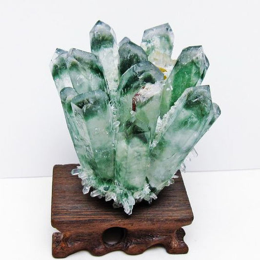 緑水晶 クラスター 原石 台座付属 一点物 182-7367