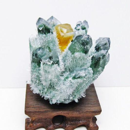 緑水晶 クラスター 原石 台座付属 一点物 182-7369