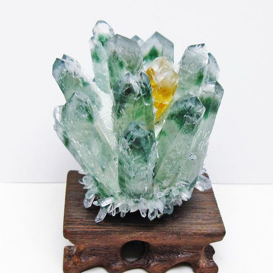 緑水晶 クラスター 原石 台座付属 一点物 182-7370