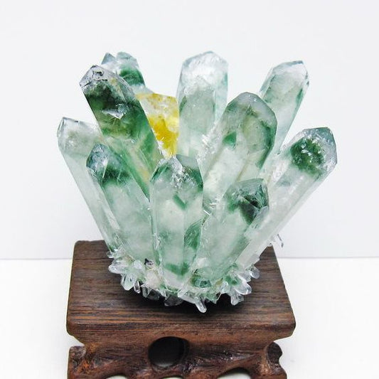緑水晶 クラスター 原石 台座付属 一点物 182-7371