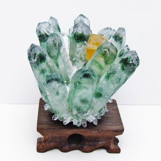 緑水晶 クラスター 原石 台座付属 一点物 182-7373