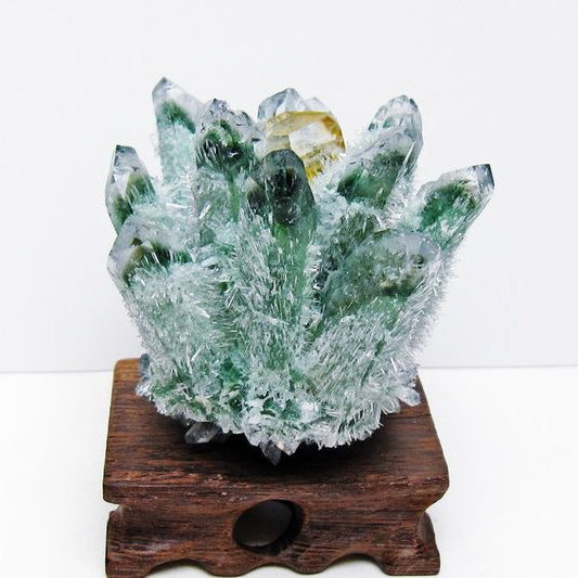 緑水晶 クラスター 原石 台座付属 一点物 182-7375