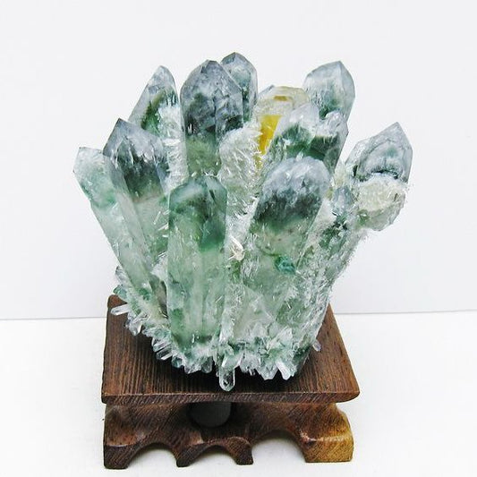 緑水晶 クラスター 原石 台座付属 一点物 182-7377