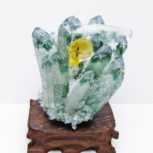 緑水晶 クラスター 原石 台座付属 一点物  182-7378