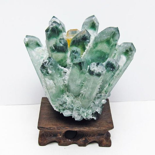 緑水晶 クラスター 原石 台座付属 一点物  182-7380